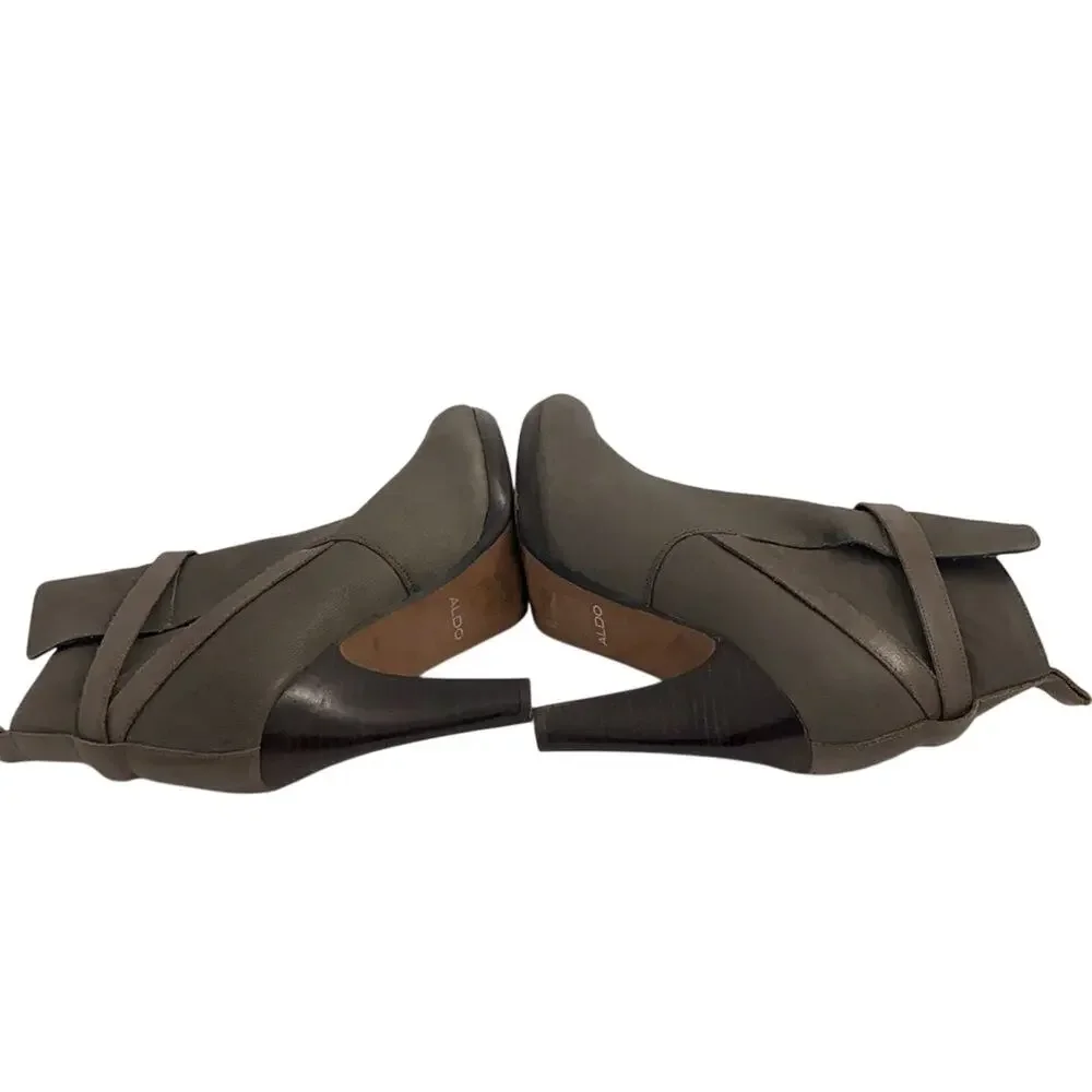Aldo Booties Women's Gray Buckle Leather 4
